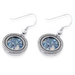 Silver and Roman Glass Circle Earrings