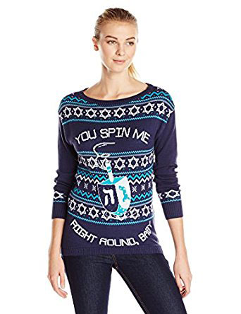Womens You Spin Me Right Round Baby Dreidel Hanukkah Sweater