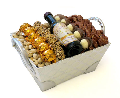 Purim Chocolate Nuts Wine Basket Israel Only