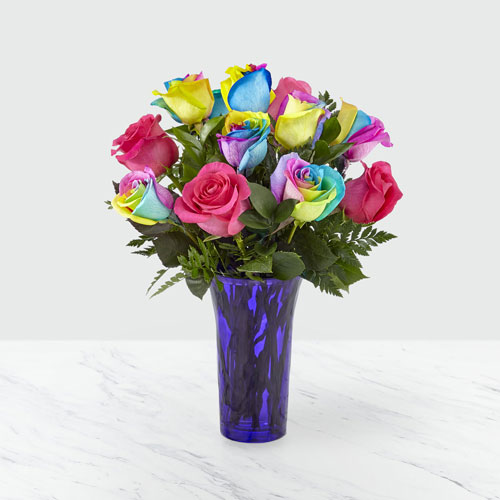 Time To Celebrate Rainbow Rose Bouquet