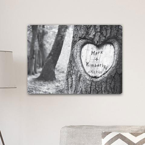 Personalized Signs Everlasting Love Tree Carving Canvas Sign