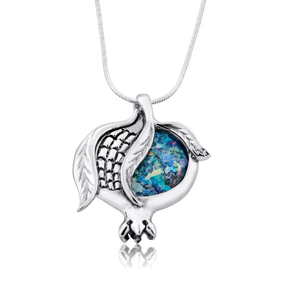 Split Roman Glass & Silver Pomegranate Necklace