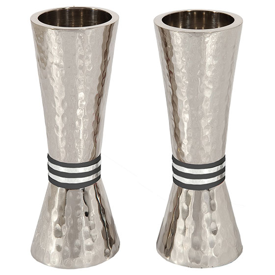Yair Emanuel Textured Nickel Conical Candlesticks
