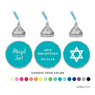 Round Labels Bat Mitzvah Star of David Choose Your Size Personalized Customized Bat Mitzvah Party Favor Thank You Stickers