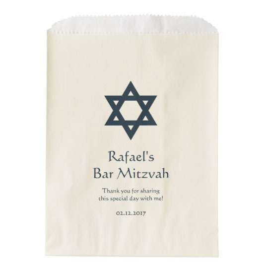 Dark Blue Bar Mitzvah Personalized Favor Bag