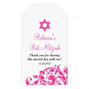 Elegant Hot Pink Flourish Bat Mitzvah Favor Gift Tags