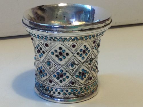 Antique Judaica Middle East (ottoman) White Metal Kiddush Cup