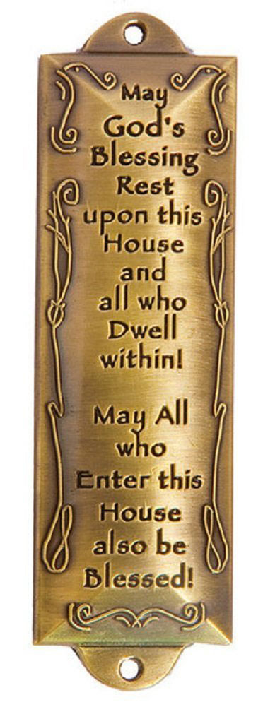 Bless This House Brass Mezuzah With Hebrew Parchment