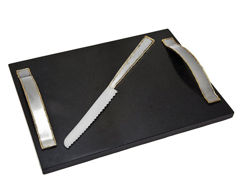 Godinger Silver Art Golden Frost Challah Board Knife Set