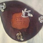 Leather Challah Cover with White Flowers