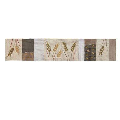 Yair Emanuel Wheat Sheaves Silk Table Runner Brown