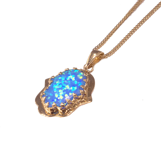 Opal Hamsa Pendant Holy Land Jewelry