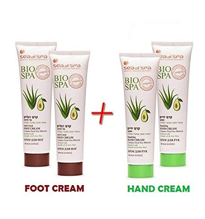 Dead Sea Minerals Bio Spa Avocado X2 Foot Cream & X2 Hand Cream