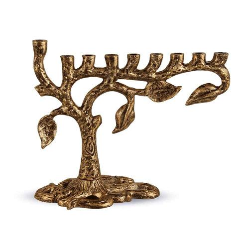 Antique Gold Artistic Tree Of Life Menorah