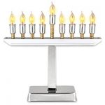 El Menorah Polished Chrome Plated Electric Menorah + Gold Accents