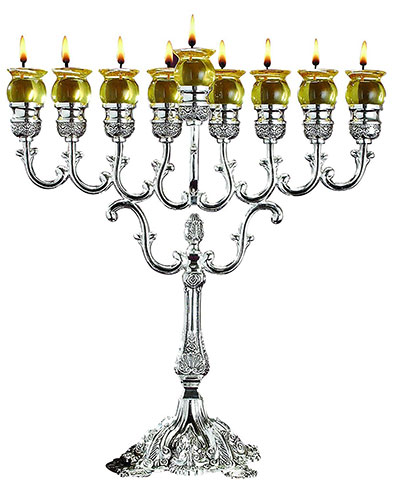 Ner Mitzvah Chanukah Oil Menorah Silver Plated