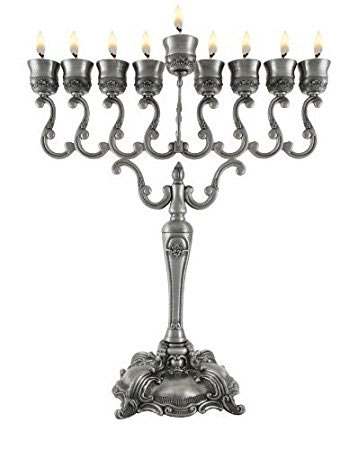 Pewter Large Hanukkah Menorah For Candle Or Oil Use