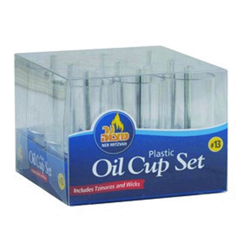 Plastic Menorah Oil Cup Set