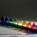 Stained Glass Colorful Glass Menorah Chanukiya Lamp