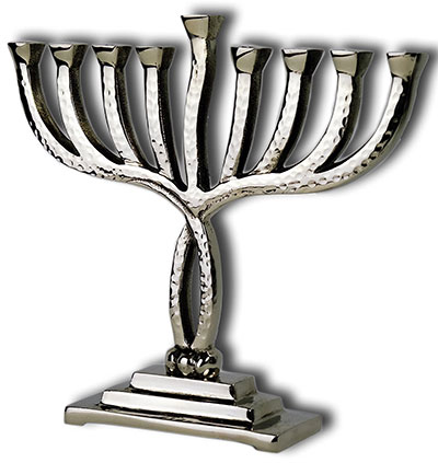 Hanukkah Menorah with Lights and Music Silver