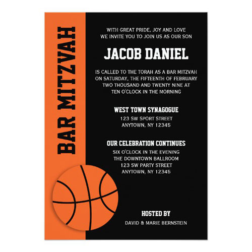 Basketball Bar Mitzvah Card