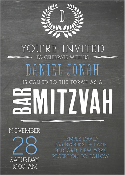 Chalkboard Bar Mitzvah Invitation