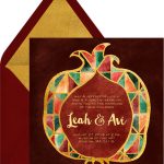 Gold Leaf Pomegranate Invitation
