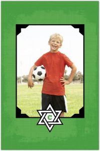 Green And Black Soccer Bar Mitzvah Invitation Back