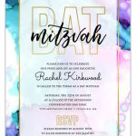 Modern Watercolor Paint Bat Mitzvah Invitation
