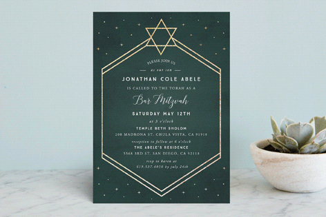 Mountain Sky Foil Pressed Mitzvah Invitations