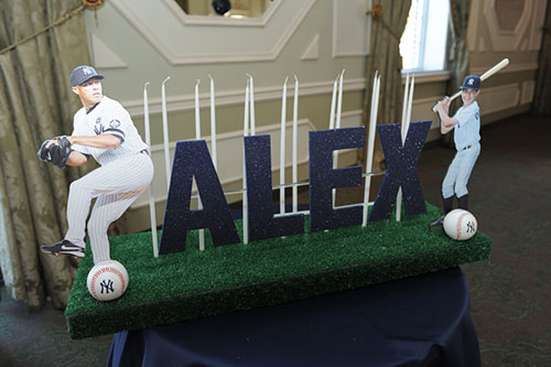 Yankees Baseball Themed Bar Mitzvah Candle Lighting Centerpiece