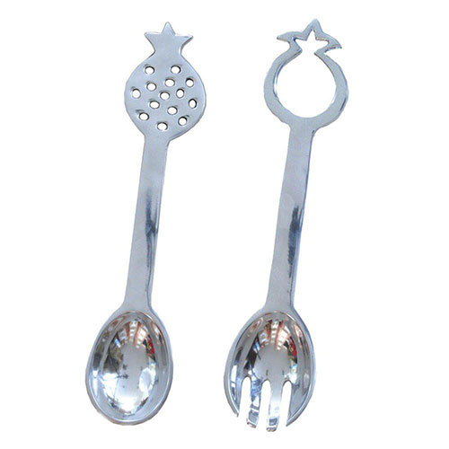 Yair Emanuel Set Of Aluminum Salad Servers Pomegranate