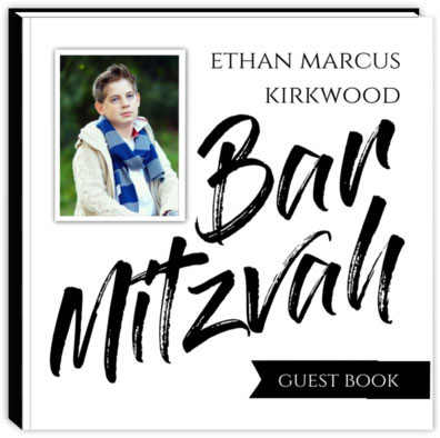 Black White Typography Bar Mitzvah Guest Book