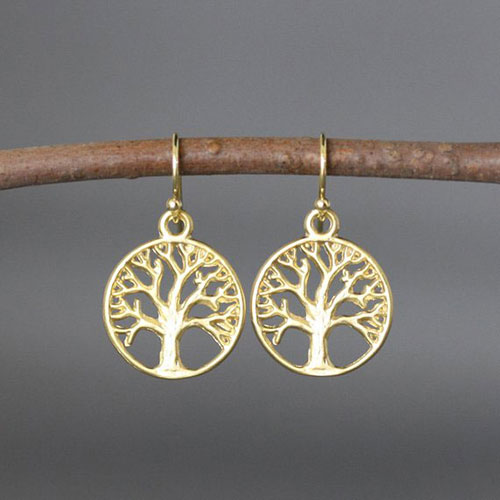 Gold Tree Of Life Earrings For Bat Mitzvah
