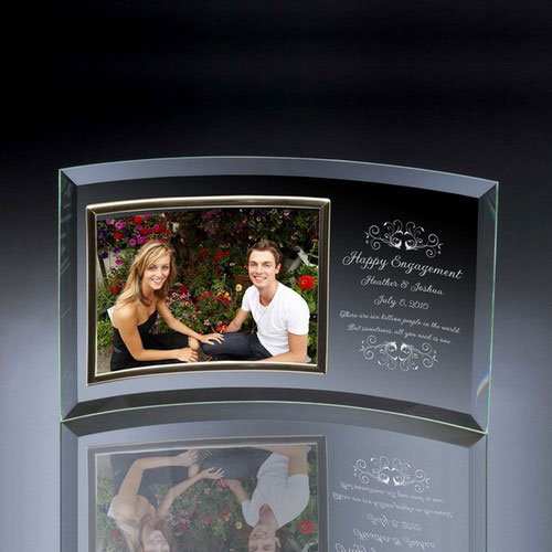 Engagement Curved Glass Horizontal 5x7 Photo Frame 