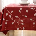 Cotton Linen Tablecloth Leaf Embroidered