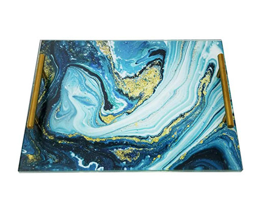 Marble Acrylic Challah Board Blue Agate