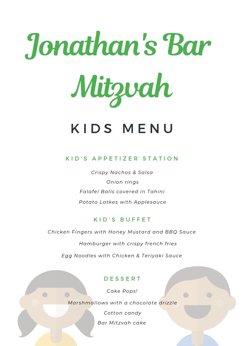 Bar Mitzvah Kids Menu