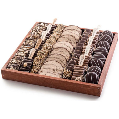 Kosher Red Square Gift Tray With Chocolate & Halva