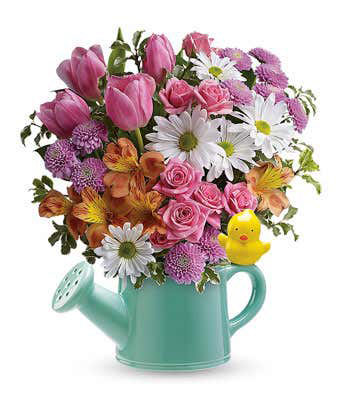 Spring Watering Can Floral Bouquet