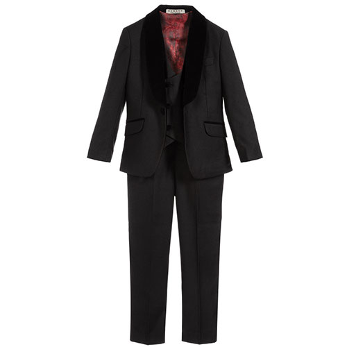 Romano Black Velvet Trim 3 Piece Suit