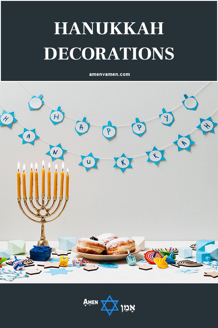 Hanukkah Party Decorations and Supplies by Izzy n Dizzy 4 Pack Dreidels and Happy Chanuka 3 Styles Each: Menorahs Hanukkah Confetti 
