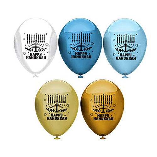 Hanukkah Latex Balloons With Menorah Design