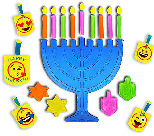 Hanukkah Menorah And Dreidel Window Gel Clings