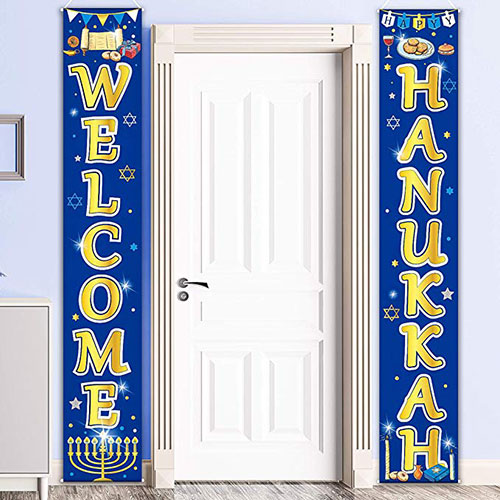 Hanukkah Party Porch Sign Welcome Banner