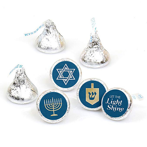 Hanukkah Round Candy Sticker Favors Hersheys Kisses