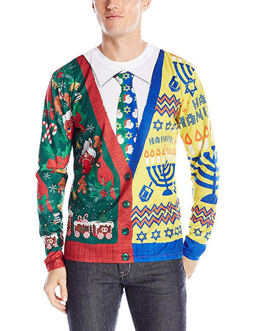 Men's 3d Photo Realistic Ugly Christmas & Hanukkah Sweater