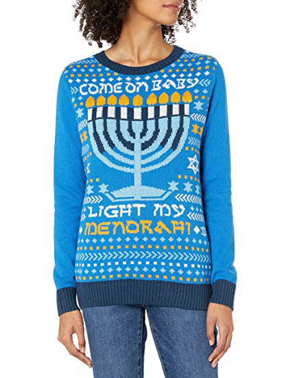 Womens Come On Baby Light My Menorah Sweater With Flashing Led Led Lights